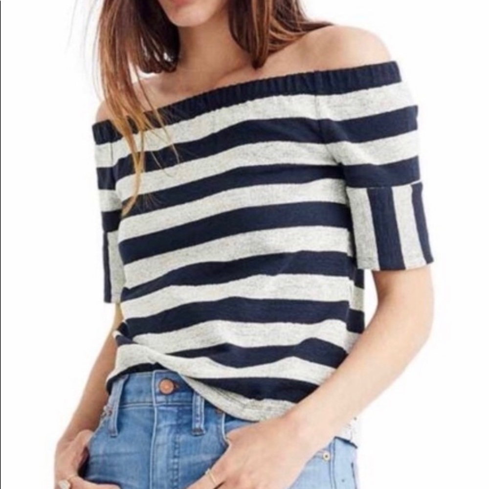 Madewell Off-The-Shoulder Texture Stripe Top